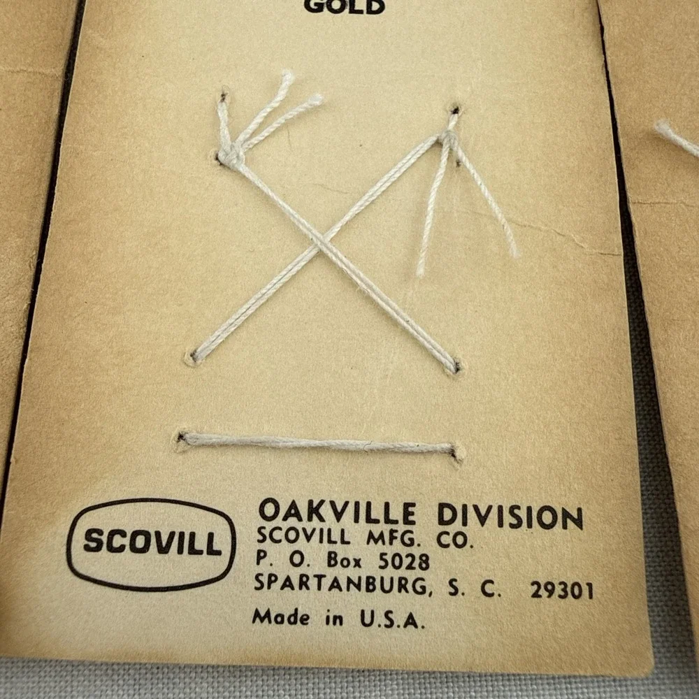 Vintage Scovill Dritz Gold Sewing Buttons NOS On Card 4 Hole MCM Mod Size 24
